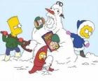 Bart, Lisa ve Maggie bir kardan adam yapmak